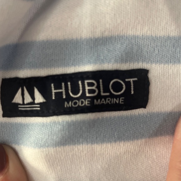 Hublot Light Blue and White Striped 100% Cotton Nautical Top - Picture 2 of 7